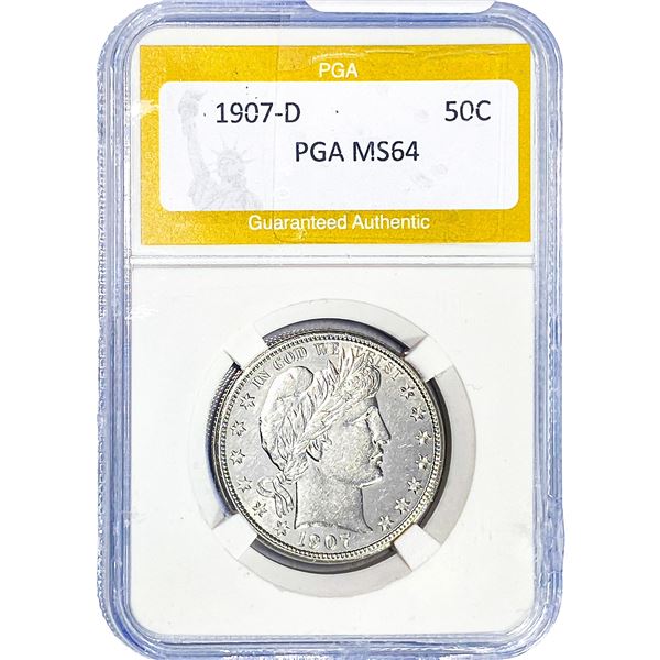 1907-D Barber Half Dollar PGA MS64