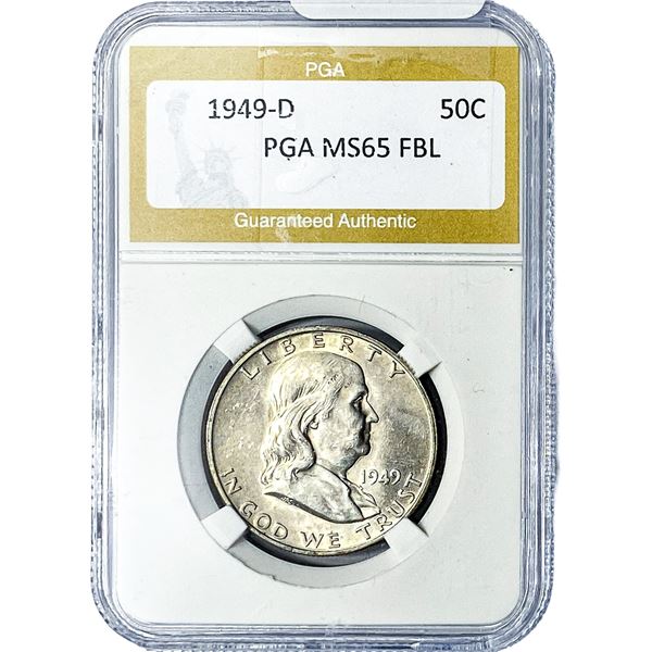 1949-D Franklin Half Dollar PGA MS65 FBL