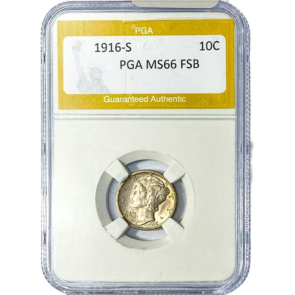 1916-S Mercury Silver Dime PGA MS66 FSB