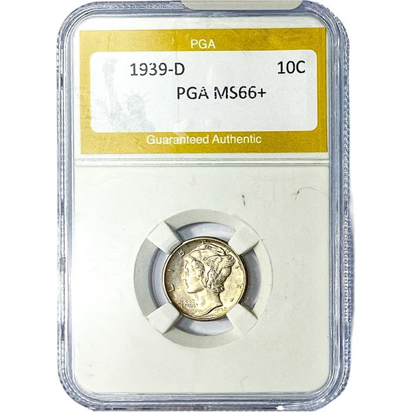1939-D Mercury Silver Dime PGA MS66+