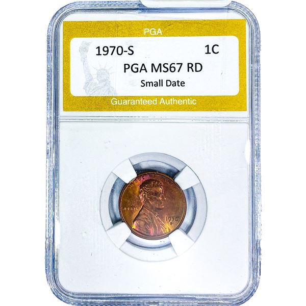 1970-S Lincoln Memorial Cent PGA MS67 RD Small Date