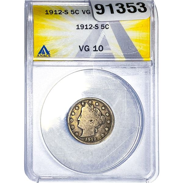 1912-S Liberty Victory Nickel ANACS VG10