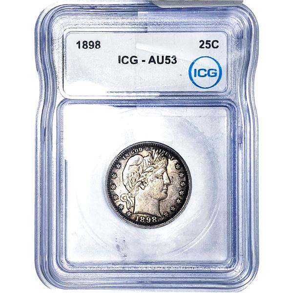 1898 Barber Quarter ICG AU53