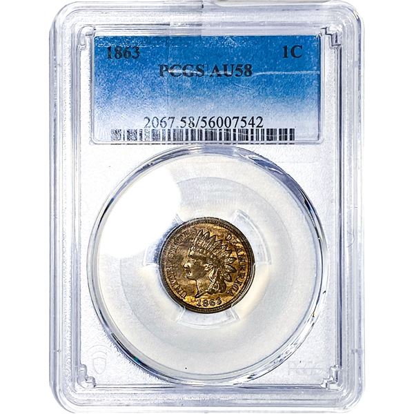 1863 Indian Head Cent PCGS AU58