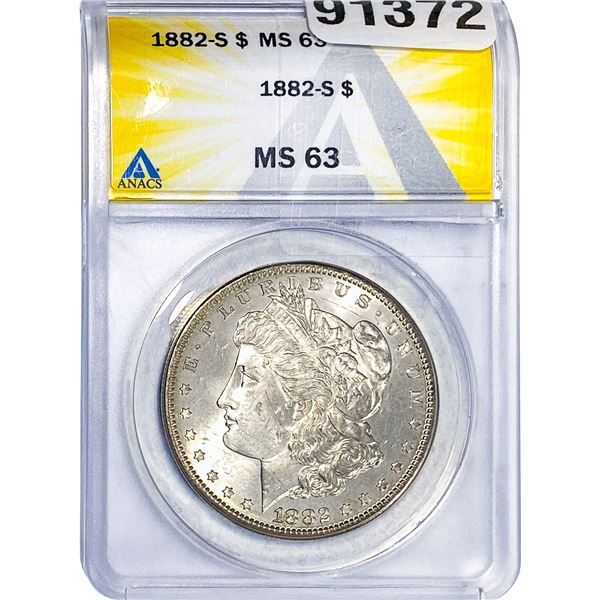 1882-S Morgan Silver Dollar ANACS MS63