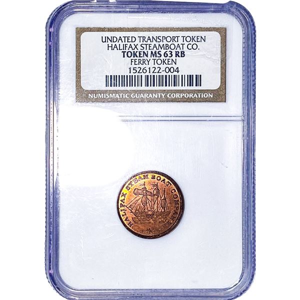 Halifax Steamboat Co Ferry Token RB NGC MS63