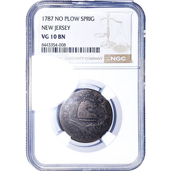 1787 No Plow Sprig New Jersey NGC VG10