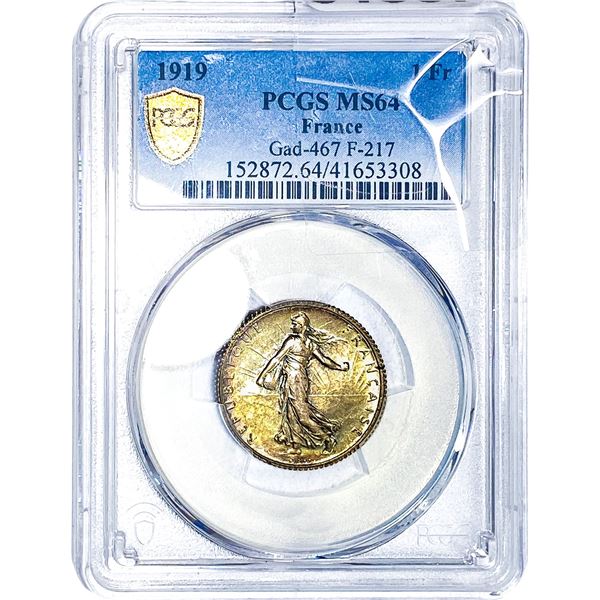1919 1 FR francaise Republique PCGS MS64