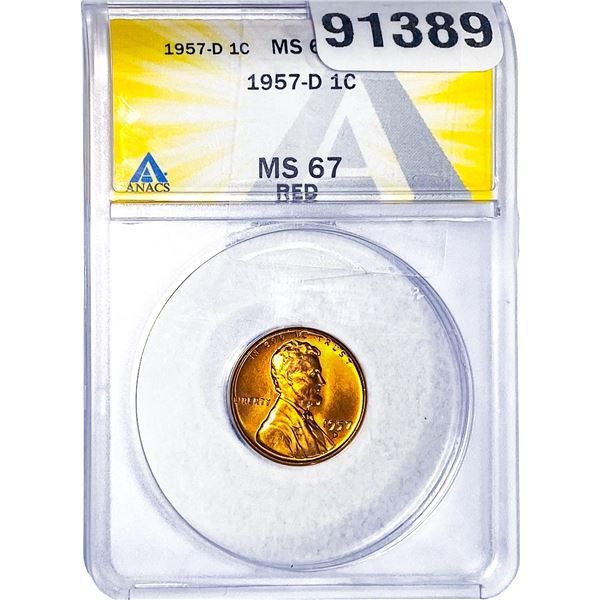 1957-D Wheat Cent ANACS MS67 RED