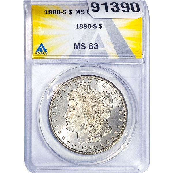 1880-S Morgan Silver Dollar ANACS MS63