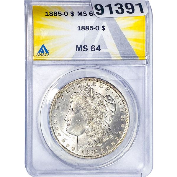 1885-O Morgan Silver Dollar ANACS MS64
