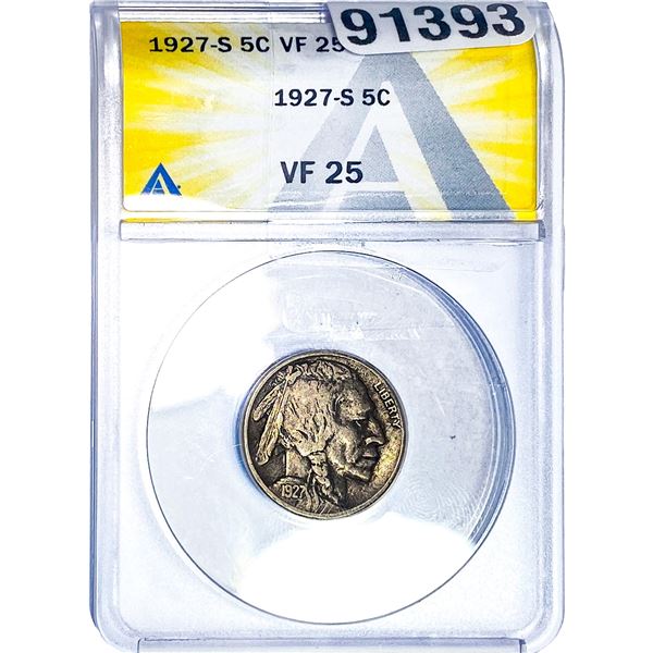 1927-S Buffalo Nickel ANACS VF25