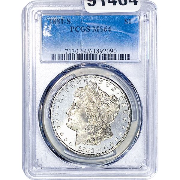 1881-S Morgan Silver Dollar PCGS MS64