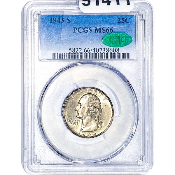 1943 Washington Silver Quarter PCGS MS66