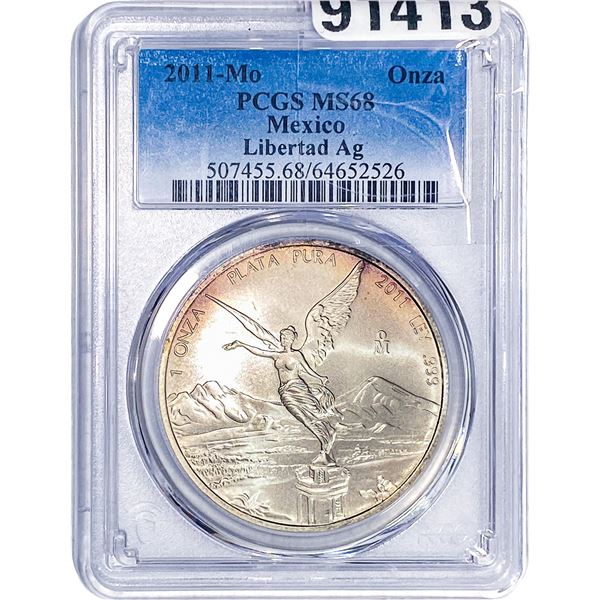 2011 Mo Mexico Libertad Ag  PCGS MS68