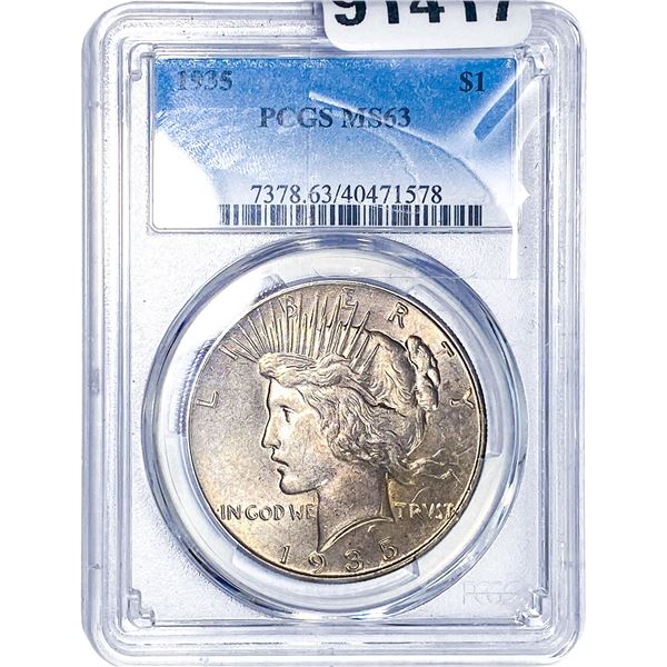 1935 Silver Peace Dollar PCGS MS63