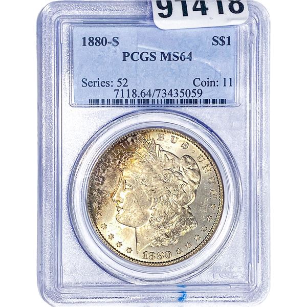 1880-S Morgan Silver Dollar PCGS MS64