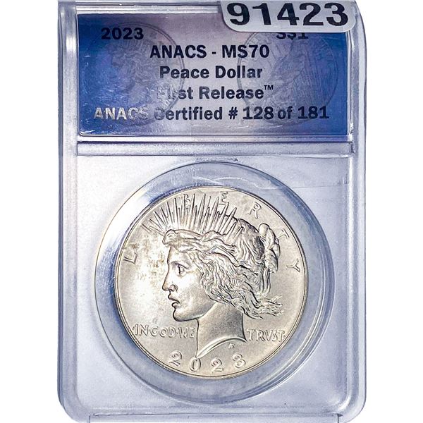 2023 Silver Peace Dollar ANACS MS70