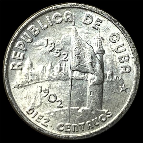 1952 Cuba Silver 10 Centavos