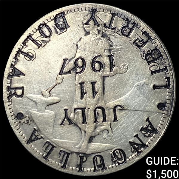 1967 Anguila Silver Lib. $1-On 1908S Phili. Peso
