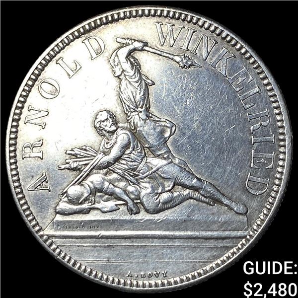 1861 Switzerland Silver 5 Francs Shooting Thalers