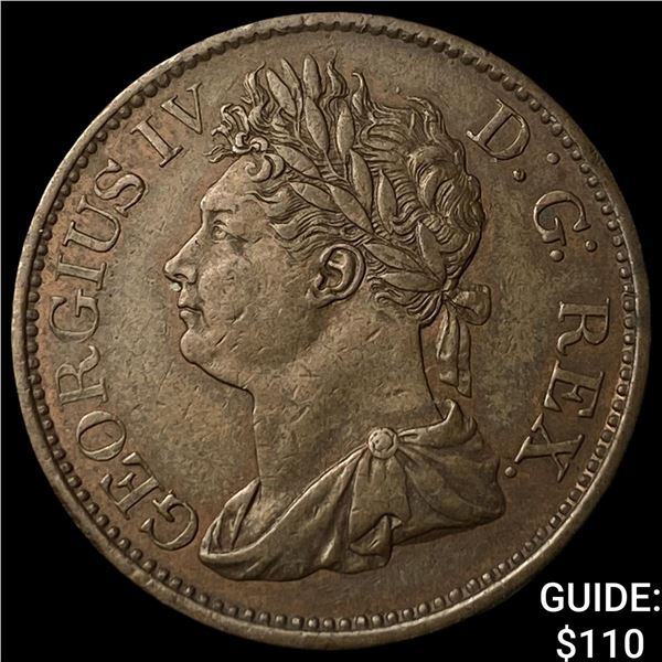 1822 Ireland George IV Bronze Halfpenny