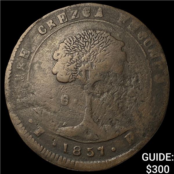 1857F Honduras Copper Provisional 8 Reals