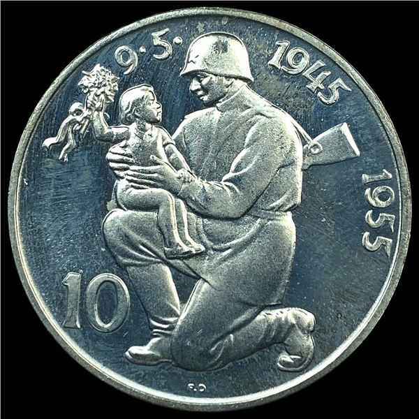 1955 Czechoslovakia Silver 10 Korun Proof KM 42