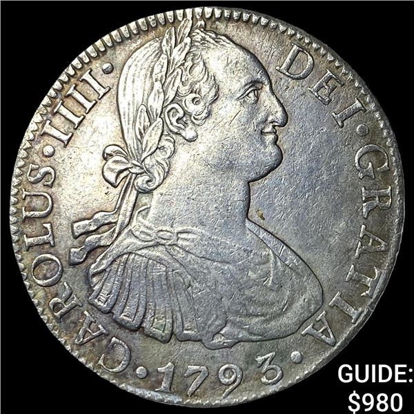 1793 FM Mexico Catolus III SIlver 8 Reales