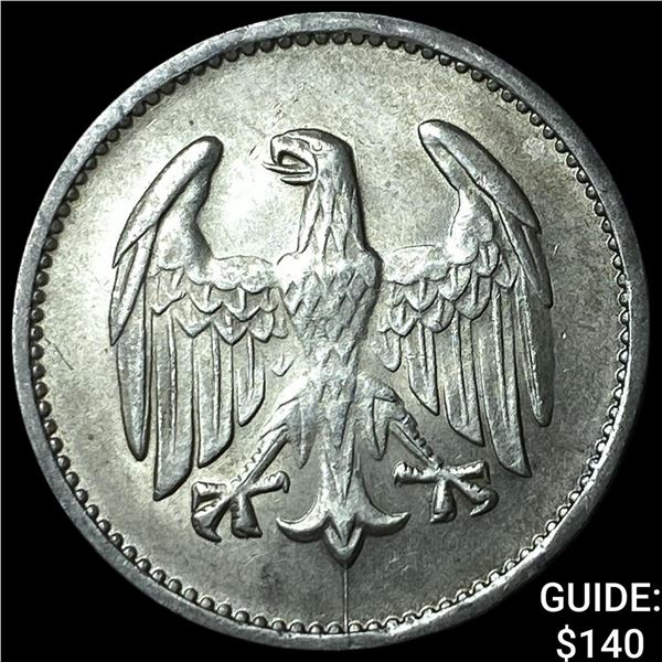 1924J Germany Weimar Republic Silver 1 Mark