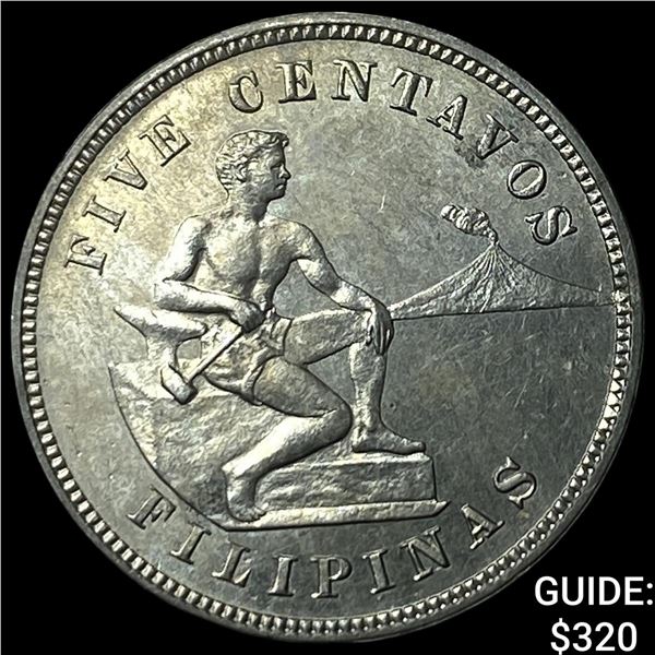 1904 Phiippines Copper Nickel 5 Centvaos
