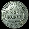 Image 2 : 1939 Seychelles Silver 1 Rupee