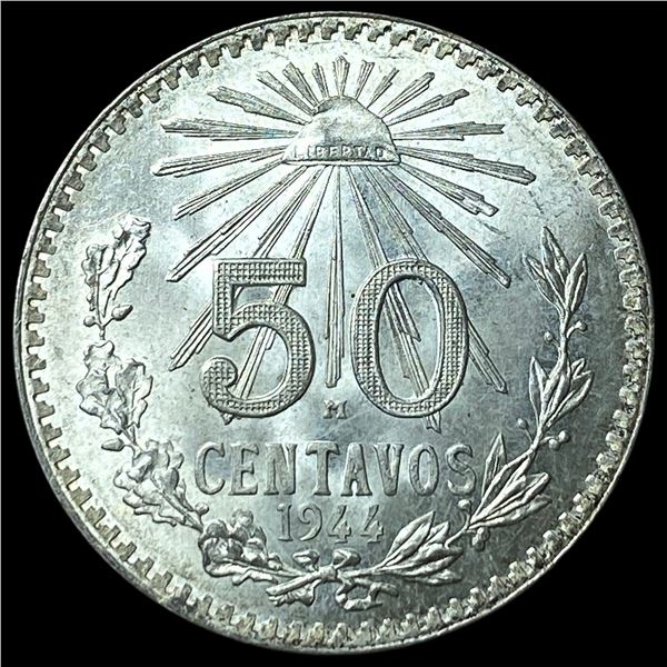 1944M Mexico Silver 50 Centavos