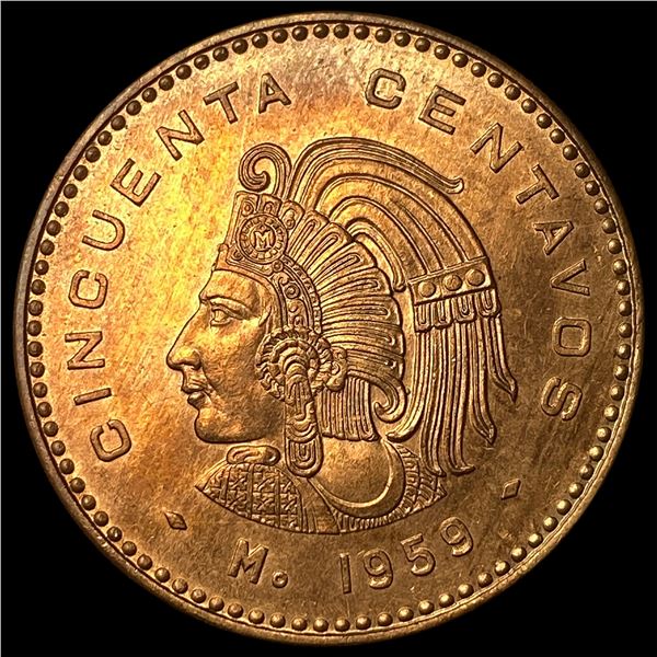1959 Mexico Bronze 50 Centavos