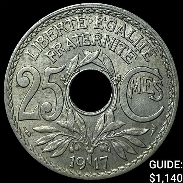 1917 France Modern Republics Nickel 25 Centimes