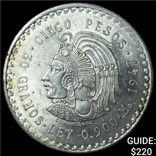 1947Mo Mexico Silver 5 Pesos
