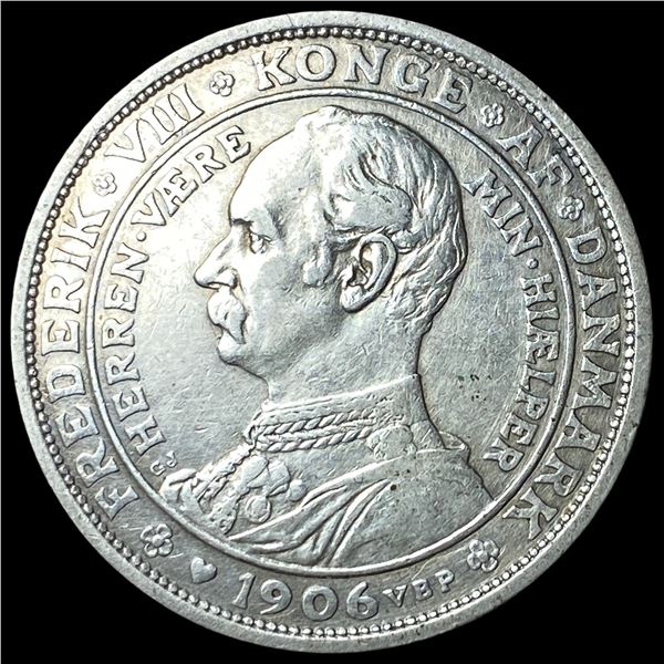 1906 Denmark Silver 2 Kroner
