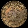 Image 2 : 1900 Ceylon Silver 25 Cents