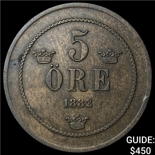 1882/1 Sweden Oscar II Bronze 5 Ore KM-736