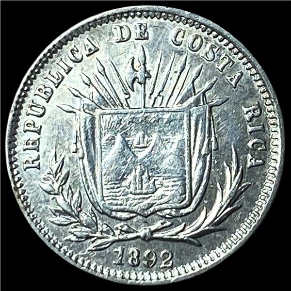 1892 Coasta Rica Silver 5 Centavos