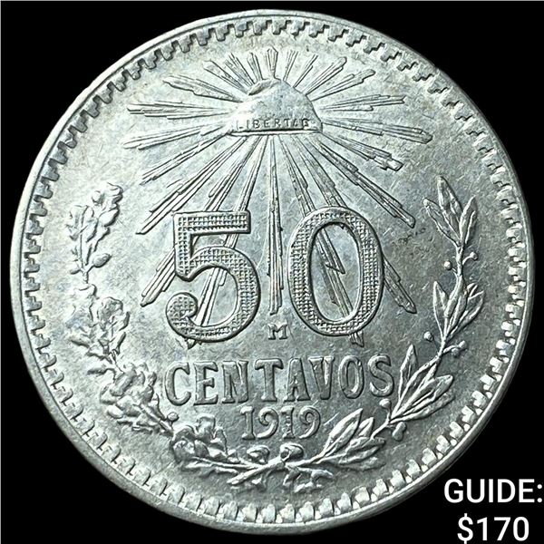 1919 Mexico Silver 50 Centavos