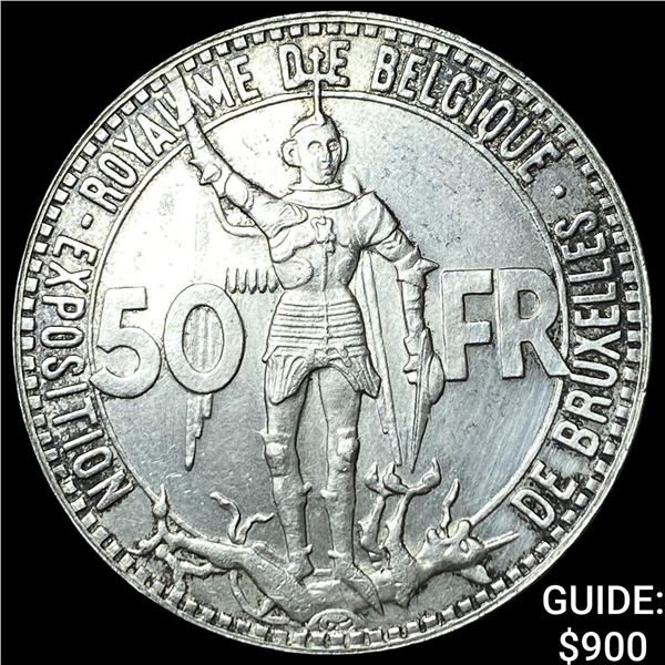 1935 Belgium Silver 50 Franc