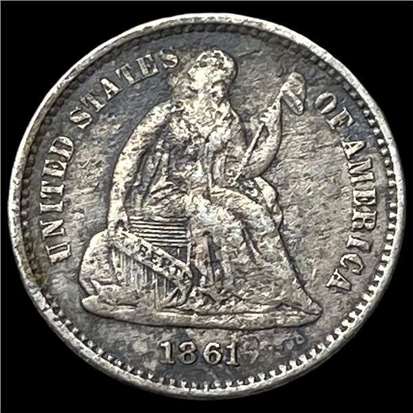 1861 Silver Seated Liberty Half Dime NEARLY  UNCIRCULATED