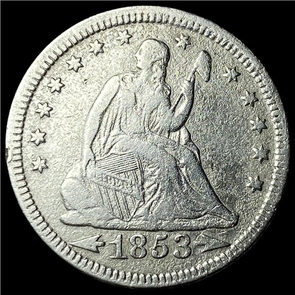 1853 Arrows/Rays Seated Liberty Quarter  NEARLY UNCIRCULATED