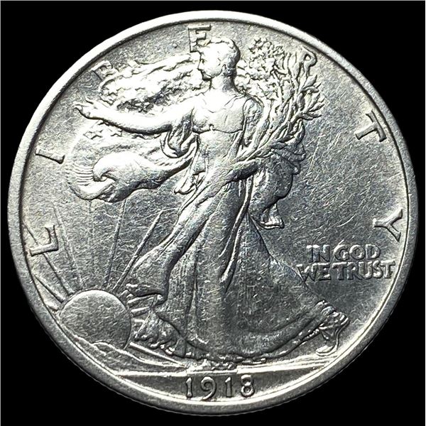 1918 Silver Walking Liberty Half Dollar  NEARLY UNCIRCULATED