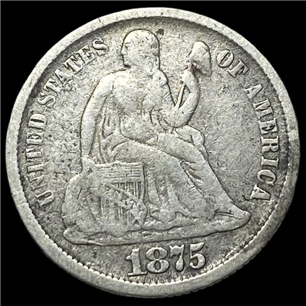 1875-CC Silver Seated Liberty Dime LIGHTLY  CIRCULATED