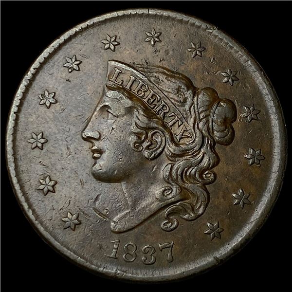 1837 Med. Letters Coronet Head Large Cent  CLOSELY UNCIRCULATED