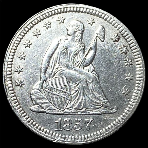 1857 Silver Seated Liberty Quarter CHOICE AU
