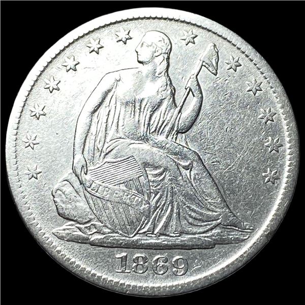 1869-S Silver Seated Liberty Half Dollar  CLOSELY UNCIRCULATED