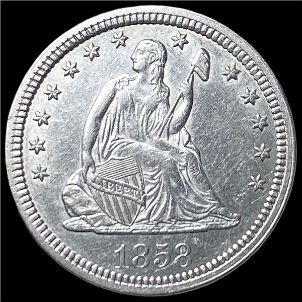 1858 Seated Liberty Quarter CLOSELY  UNCIRCULATED